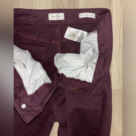 Jessica Simpson high rise skinny ankle wine red jeans size 10 - Picture 7 of 7